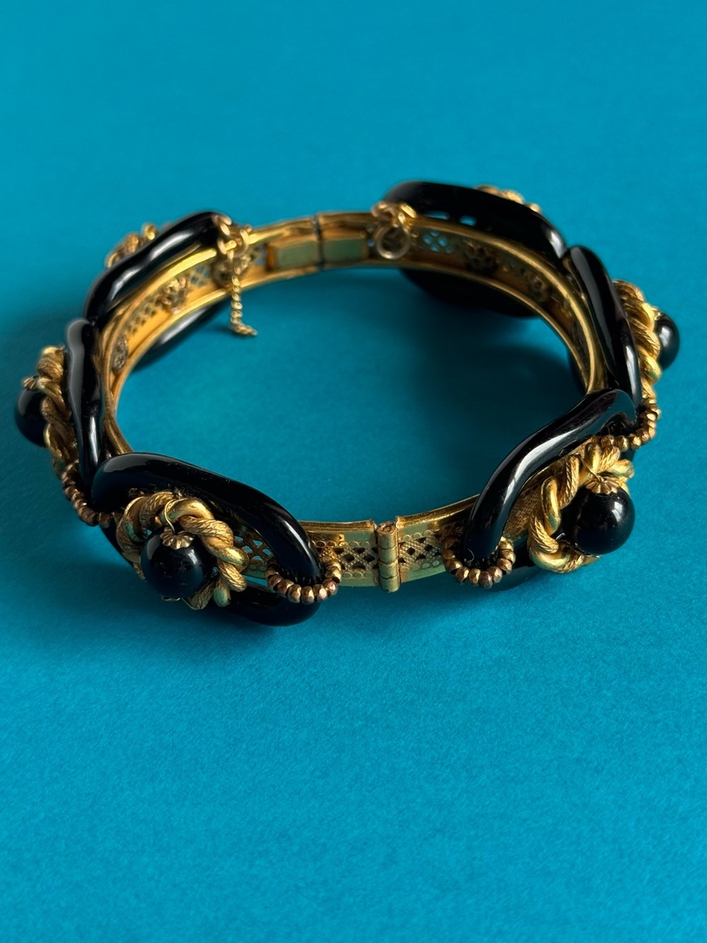 Miriam Haskell Black and Gold Rope-Link Bracelet